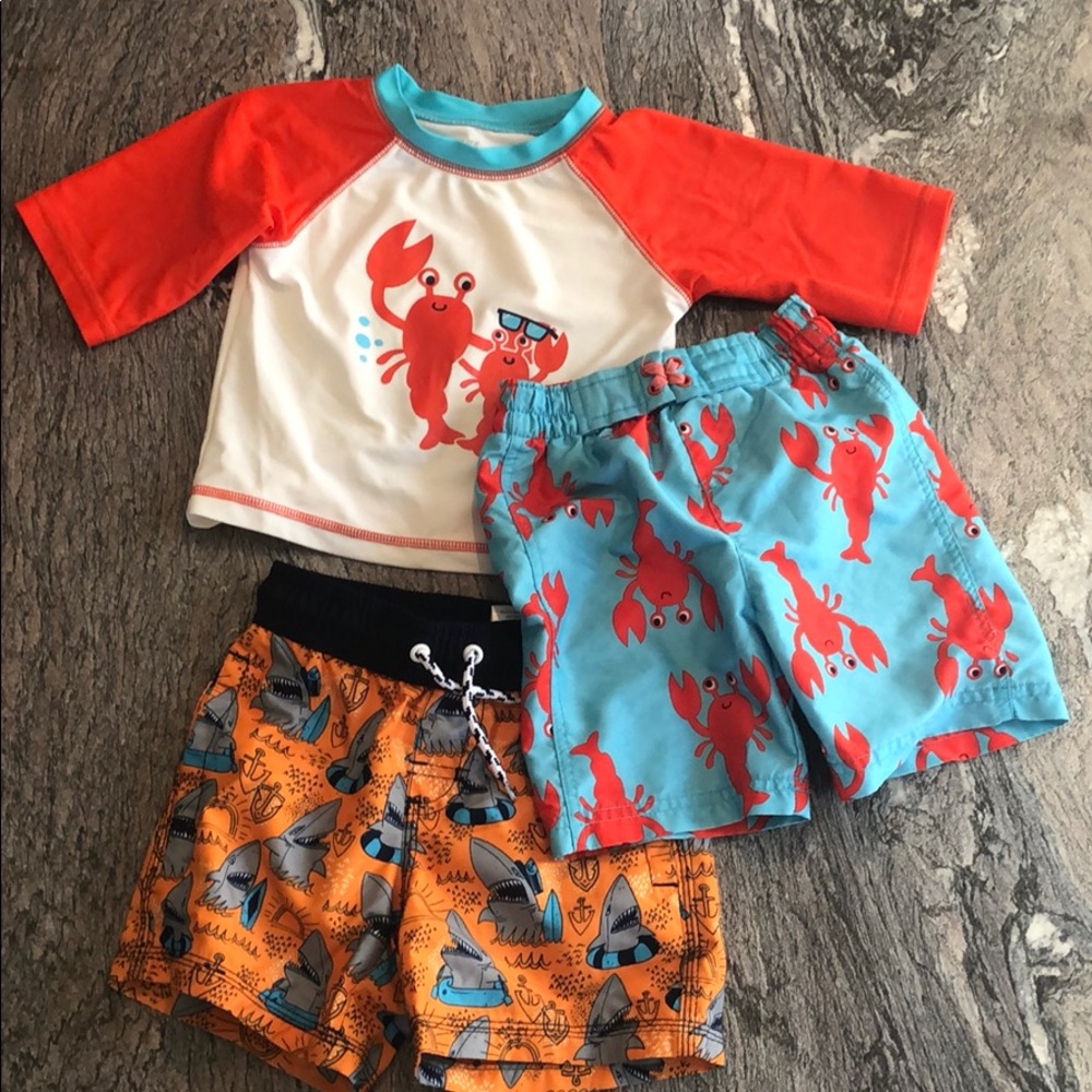 Swim trunks and rash guard